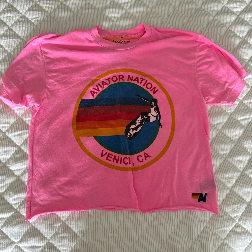 Pink aviator Nation boyfriend t shirt